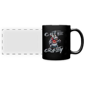 Cute but Crazy Nilpferd Comic Stil lustiges Motiv - Panorama-Tasse farbig - Schwarz - Vorne