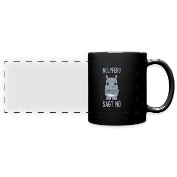Nölpferd sagt Nö - Panorama-Tasse farbig - Schwarz - Vorne