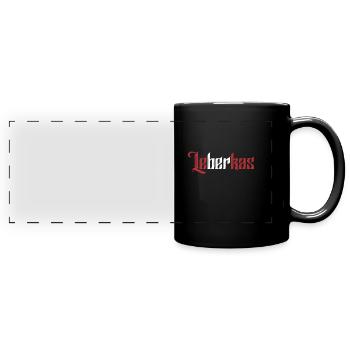 Leberkas - Panorama-Tasse farbig - Schwarz - Vorne