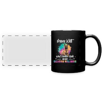 Bunte Welt dank meines Malinois Hund - Panorama-Tasse farbig - Schwarz - Vorne
