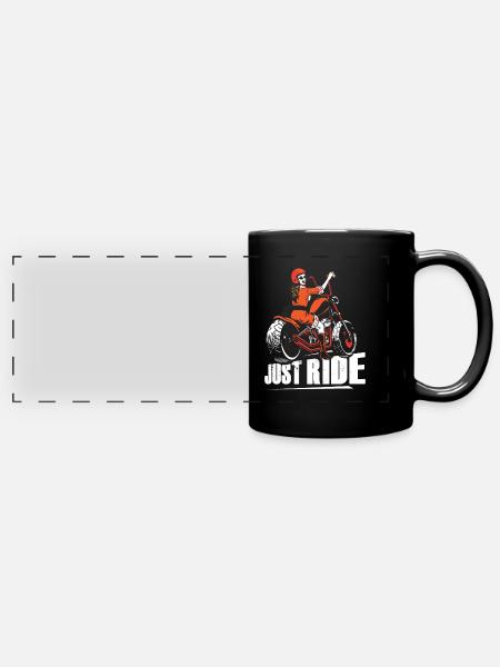 Motorrad Frau - Panorama-Tasse farbig - Schwarz