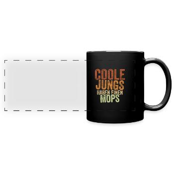 Mops - Panorama-Tasse farbig - Schwarz - Vorne
