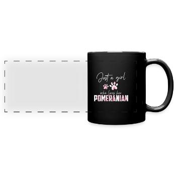 Zwergspitz Pomeranian - Panorama-Tasse farbig - Schwarz - Vorne