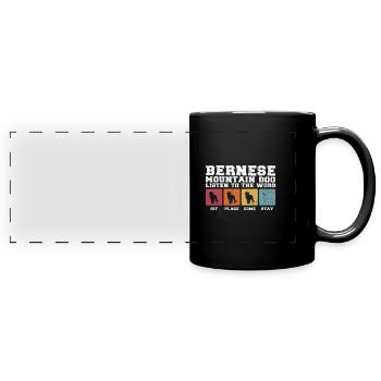Les bouviers bernois écoutent le mot - Mug panoramique uni - noir - Devant