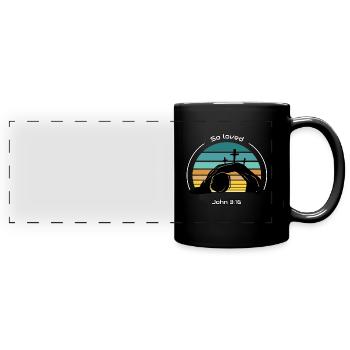 So geliebt - Panorama-Tasse farbig - Schwarz - Vorne