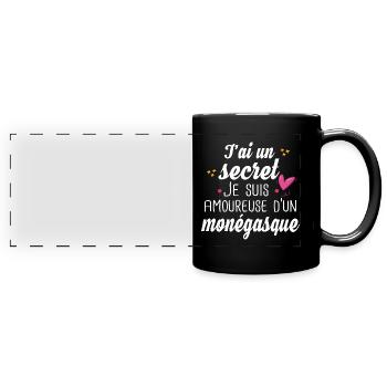 Monégasque Monaco Femme Amoureuse Cadeau Humour - Mug panoramique uni - noir - Devant