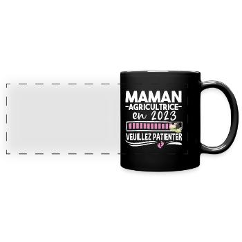 2023 Maman Agricultrice Agriculture Naissance - Mug panoramique uni - noir - Devant