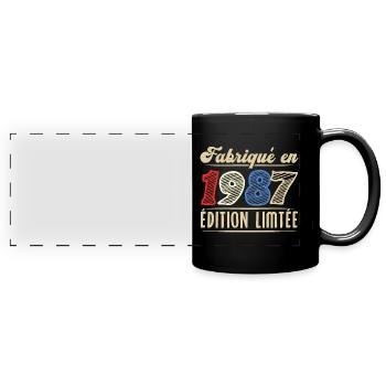 Fabriqué en 1987, Vintage cadeau d'anniversaire - Mug panoramique uni - noir - Devant