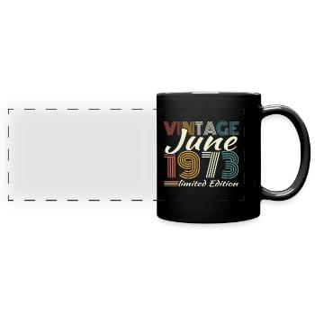 Juni 1973 Vintage Retro Geburtstagsgeschenk - Panorama-Tasse farbig - Schwarz - Vorne