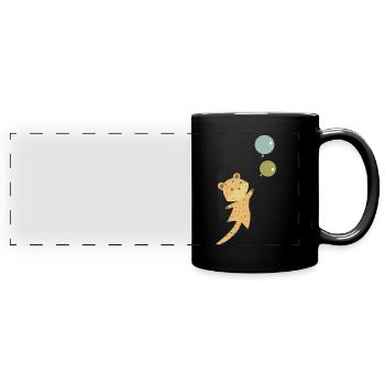 Leo balloon leopard cute animals children animal lover - Full Colour Panoramic Mug - black - Front