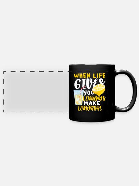 Zitrone - Panorama-Tasse farbig - Schwarz
