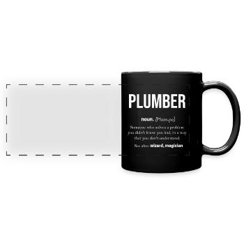 Plombier sanitaire travail tuyau cadeau - Mug panoramique uni - noir - Devant