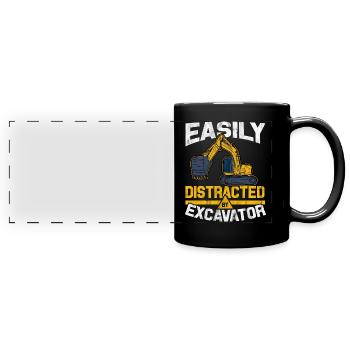 excavator - Full Colour Panoramic Mug - black - Front