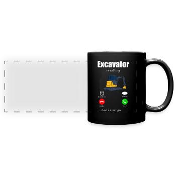 Excavator - Full Colour Panoramic Mug - black - Front