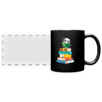 Panda ours ours panda livres Amour Cadeau - Mug panoramique uni - noir - Devant