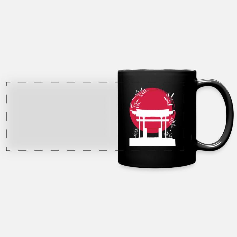 Japanese sun red temple - Full Colour Panoramic Mug - black