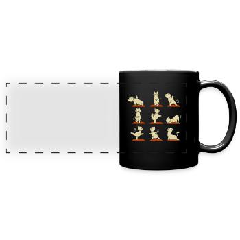 Yoga Katzen in allen Stellungen Geschenkidee - Panorama-Tasse farbig - Schwarz - Vorne