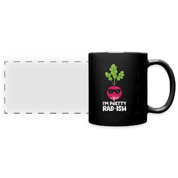 Je suis un joli jeu de mots de légumes radis - Mug panoramique uni - noir - Devant