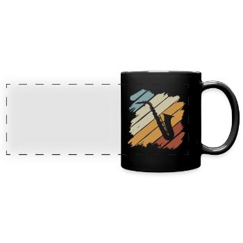 Jazz Geschenk Saxophon Musik Instrument Blasmusik - Panorama-Tasse farbig - Schwarz - Vorne