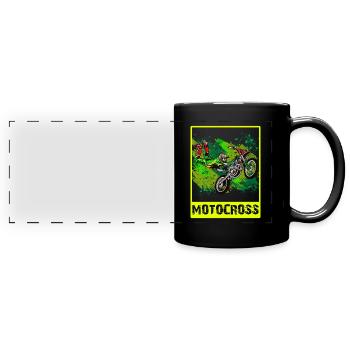 Motocross Tshirt Für Herren Damen Enduro Supermoto - Panorama-Tasse farbig - Schwarz - Vorne