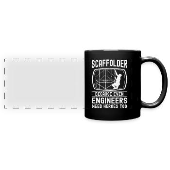 Scaffolding builders - Full Colour Panoramic Mug - black - Front