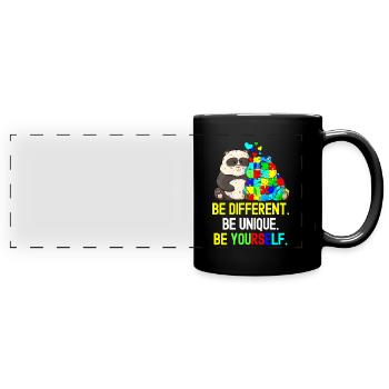 Autistic Tshirt Autimus Gift Asperger Children - Full Colour Panoramic Mug - black - Front