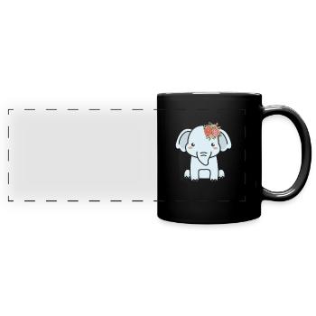 Elefant Elefanten Elephant Rüsseltier Zoo Zirkus - Panorama-Tasse farbig - Schwarz - Vorne