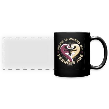 La maison est l’endroit où mes furets sont des amoureux des furets de compagnie - Mug panoramique uni - noir - Devant