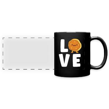 Amateur de crêpes Kawaii Breakfast Food Crêpe mignonne - Mug panoramique uni - noir - Devant