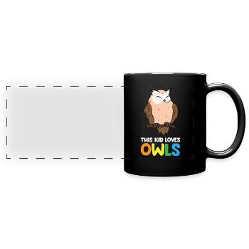 This Kid Loves Owls Boys And Girls Cute Owl - Full Colour Panoramic Mug - black - Front
