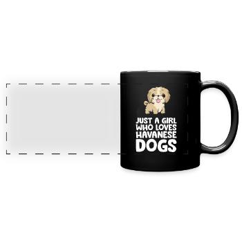 Juste une fille qui aime les chiens havanais - Mug panoramique uni - noir - Devant