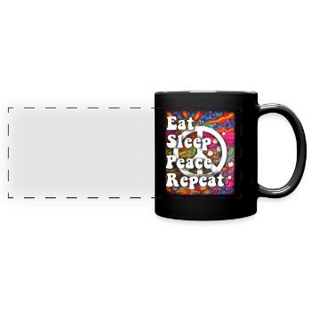 Hippie Cadeau Acidhead Flowerpower Hippi Hippy - Mug panoramique uni - noir - Devant
