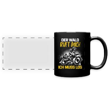 Motocross Geschenk Für Enduro Supermoto Dirt Bike - Panorama-Tasse farbig - Schwarz - Vorne