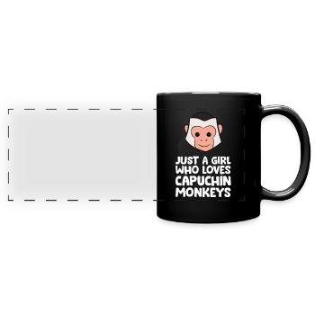 Nur ein Mädchen, das Kapuzineräffchen liebt - Panorama-Tasse farbig - Schwarz - Vorne