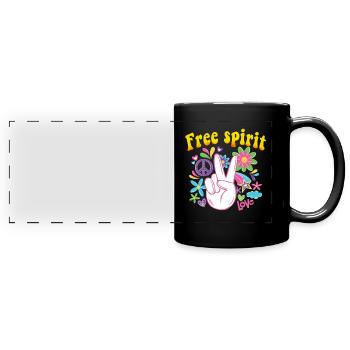 Hippie Cadeau Acidhead Flowerpower Hippi Hippy - Mug panoramique uni - noir - Devant