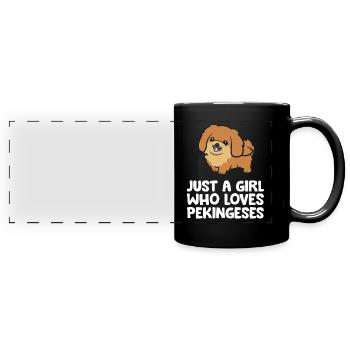 Juste une fille qui aime Pékinois - Mug panoramique uni - noir - Devant