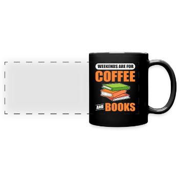 Weekends Are For Coffee and Books Book Lover - Panorama-Tasse farbig - Schwarz - Vorne