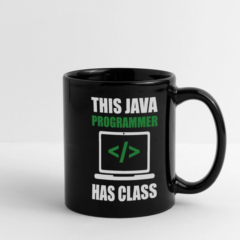 Ce programmeur Java a un codage de programmation de classe Mug panoramique uni