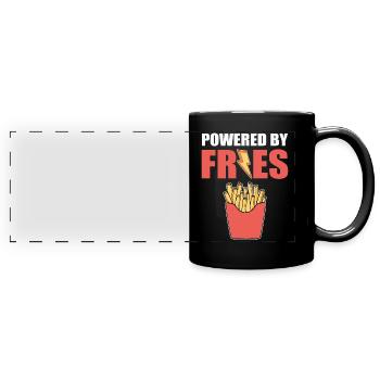Powered by Fries Potato French Fries - Panorama-Tasse farbig - Schwarz - Vorne