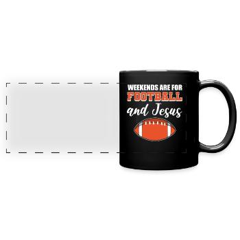 Weekends Are For Football and Jesus American - Full Colour Panoramic Mug - black - Front
