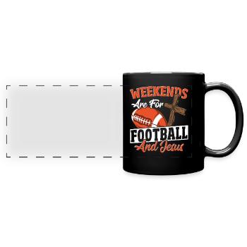 Weekends Are For Football and Jesus American - Full Colour Panoramic Mug - black - Front