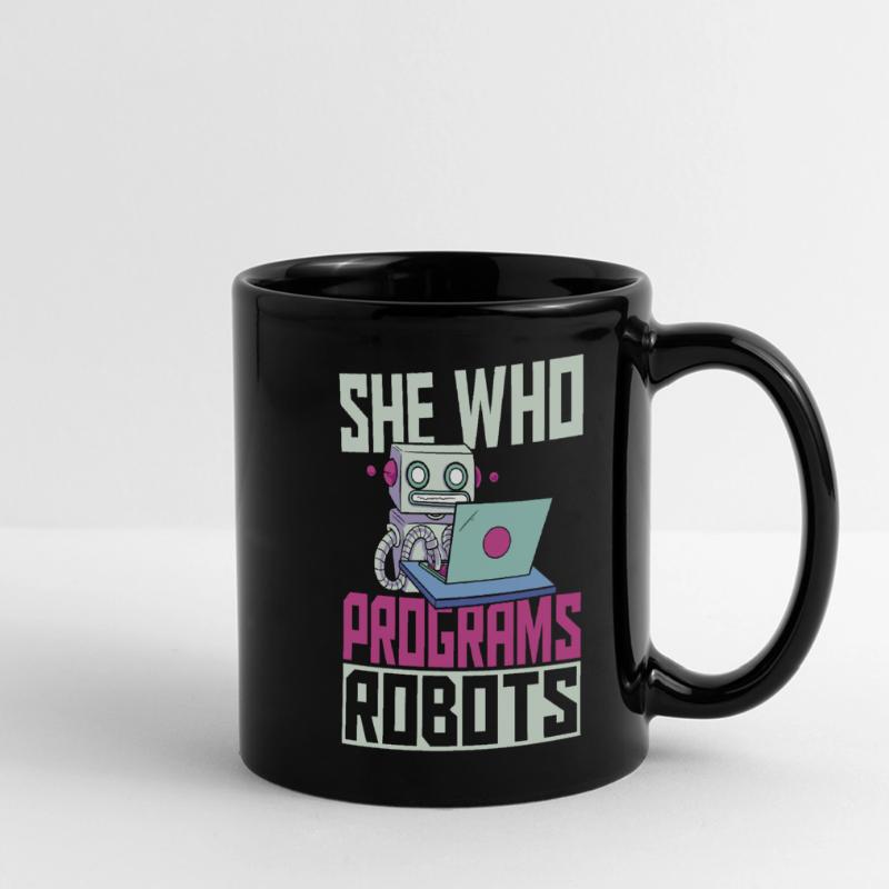 She Who Programs Robots Robotics Robot Engineer Full Colour Panoramic Mug