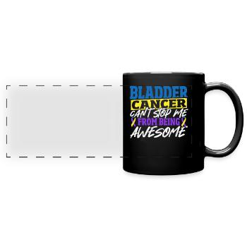 Lila-Gold-Band Harnblasen-Dysurie - Panorama-Tasse farbig - Schwarz - Vorne