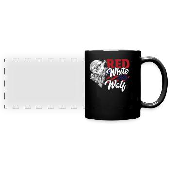 Wild Happy 4th of July USA Loups Hurlants Sous - Mug panoramique uni - noir - Devant