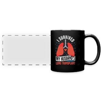 Lungentransplantation meines Mannes überlebt - Panorama-Tasse farbig - Schwarz - Vorne