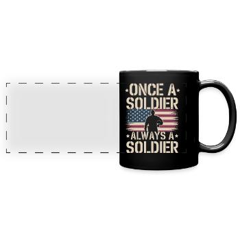 Soldat militaire vétéran - Mug panoramique uni - noir - Devant