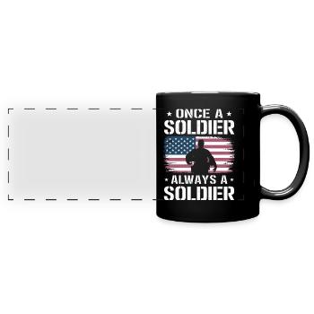 Soldat militaire vétéran - Mug panoramique uni - noir - Devant