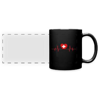 Heartbeat Suisse - Mug panoramique uni - noir - Devant