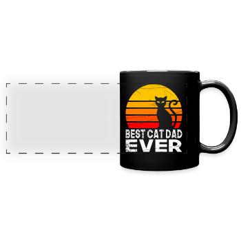 Sunset Cat BEST CAT DAD EVER GIFT - Full Colour Panoramic Mug - black - Front