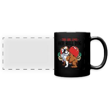 This Girl Loves Her Bulldog amour de chien cadeau - Mug panoramique uni - noir - Devant